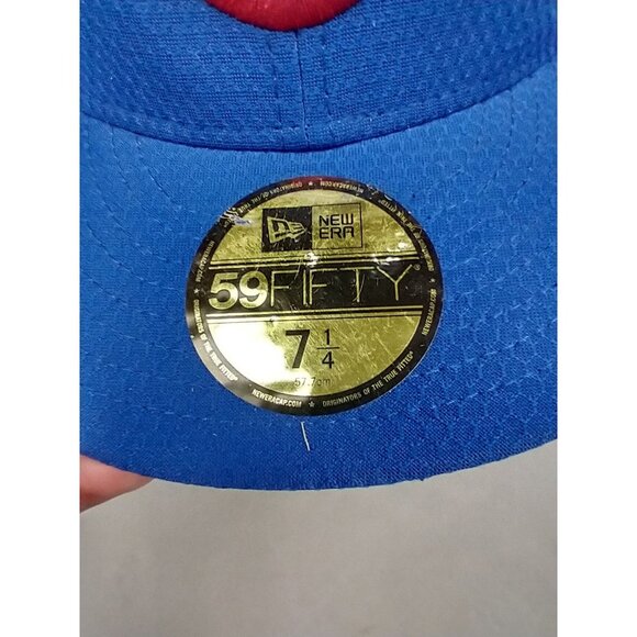 New Era Chicago Cubs 59FIFTY Fitted Blue Hat Size 7 1/4 Batting Practice - Picture 7 of 12